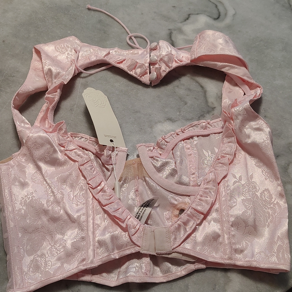 For Love And Lemons Pink Heart Lace Bustier - Picture 7 of 8
